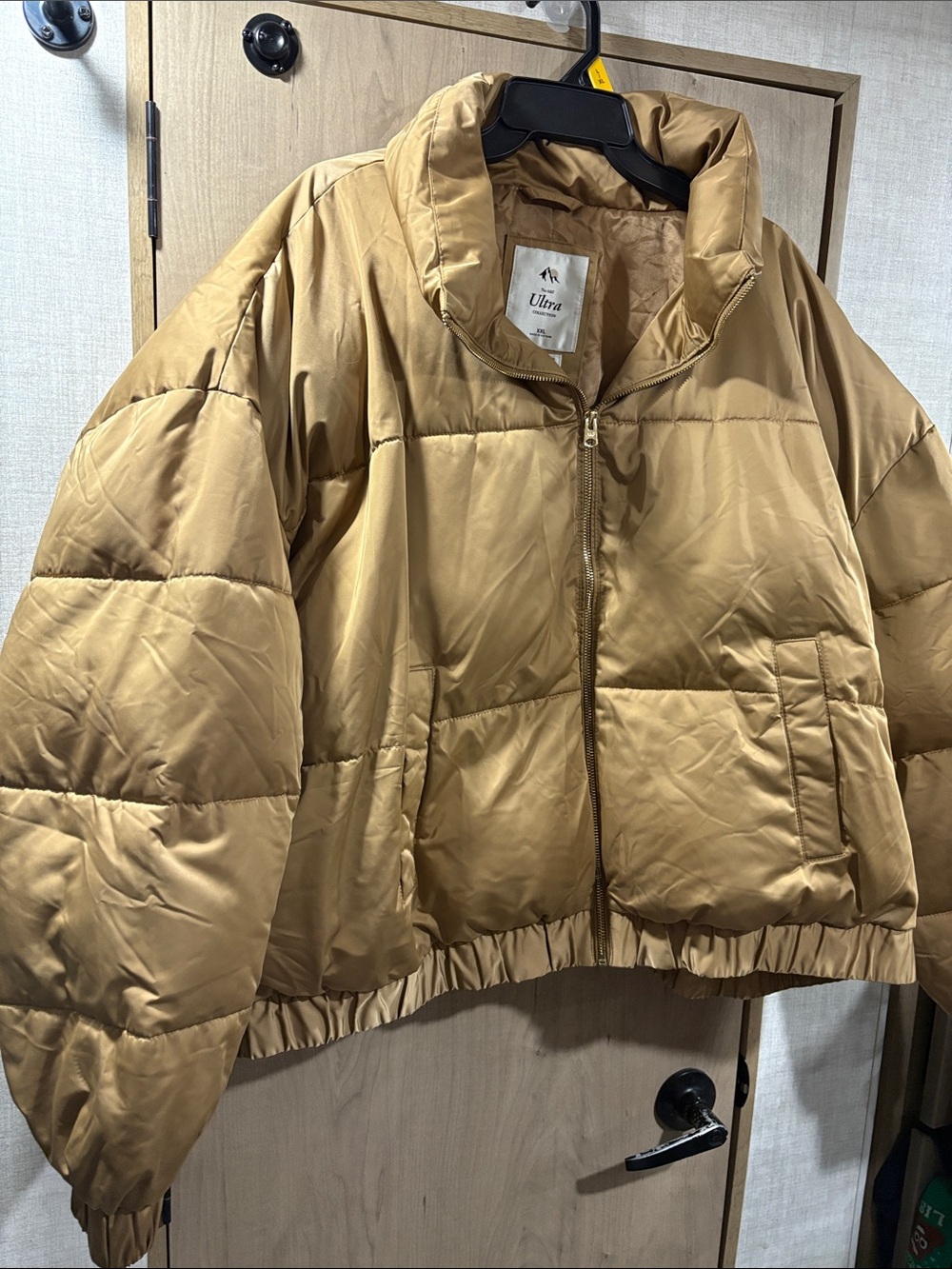 Abercrombie & Fitch Golden Tan Quilted Puffer Jacket
